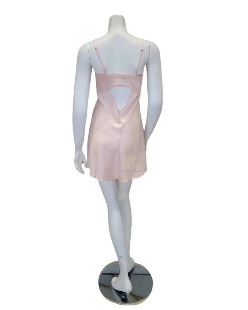 195 394 Pink Petal Heavenly Chemise & Feathers Satin Kimono Wrap