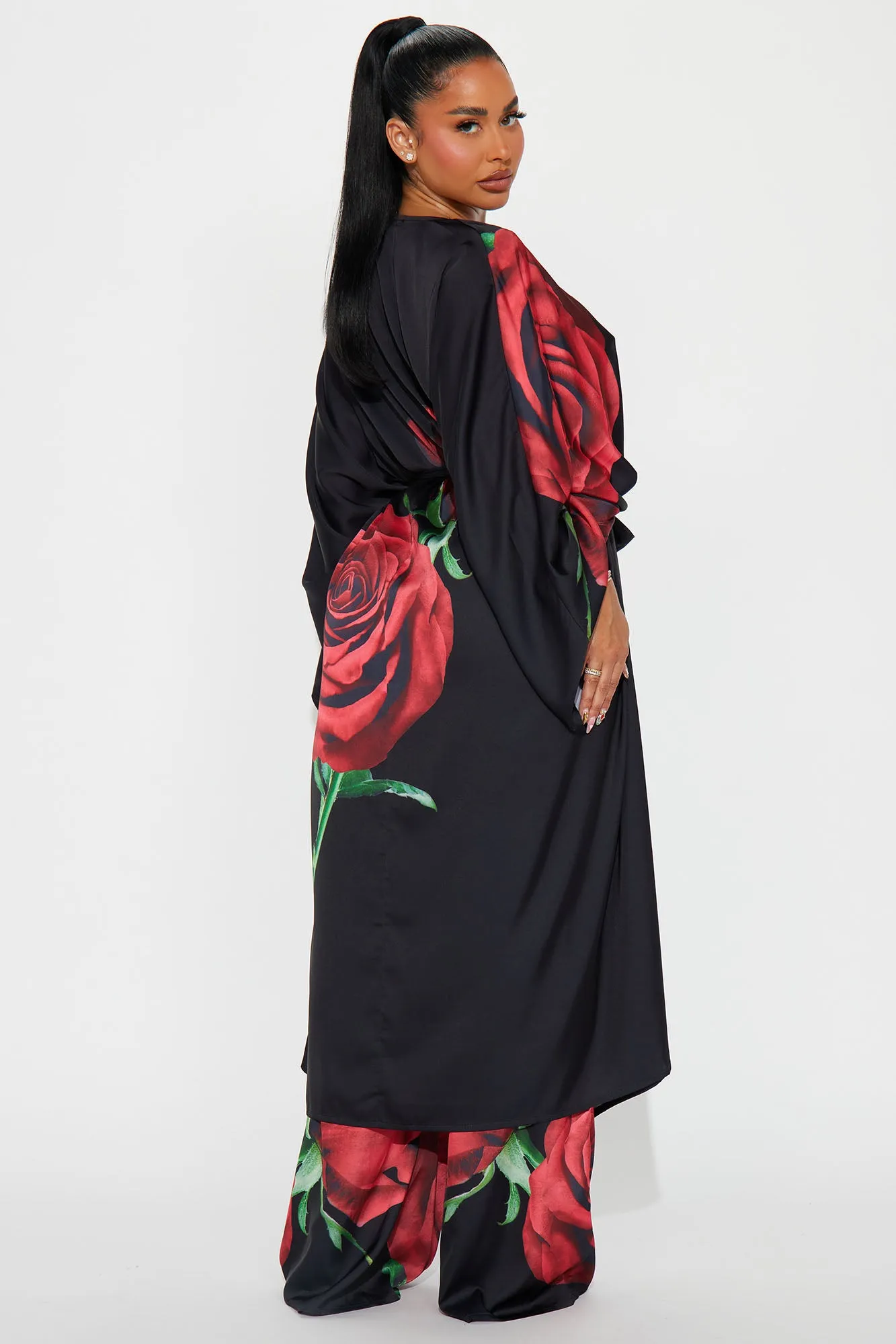 Being Dramatic Satin Pant Set - Black/combo