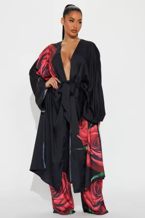 Being Dramatic Satin Pant Set - Black/combo