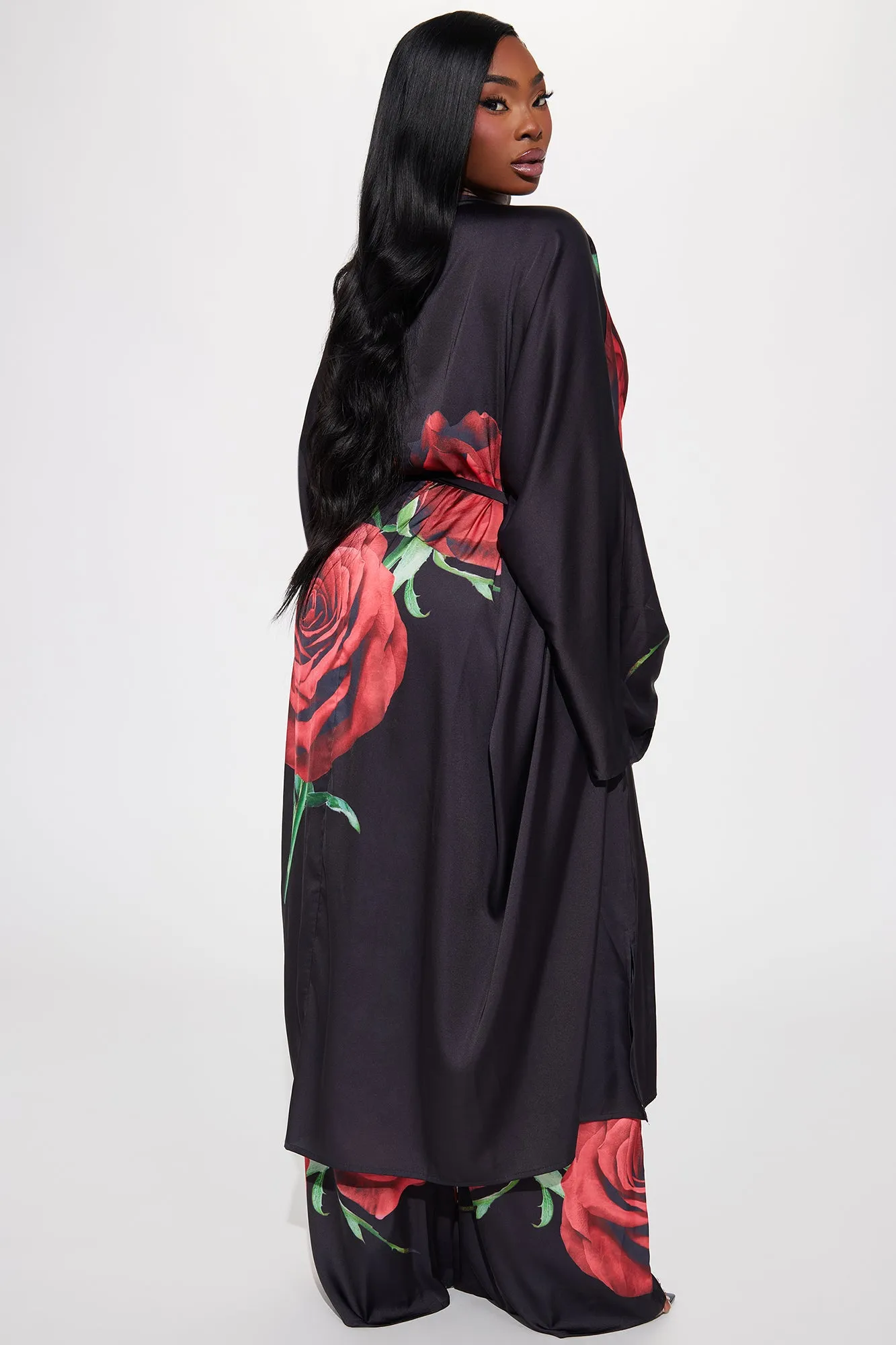 Being Dramatic Satin Pant Set - Black/combo