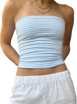 Boho Floral Tube Top Women Sexy Strapless Crop Bandeau Tops Backless Aesthetic Graphic Y2k Fairy Going Out Cami Shirt