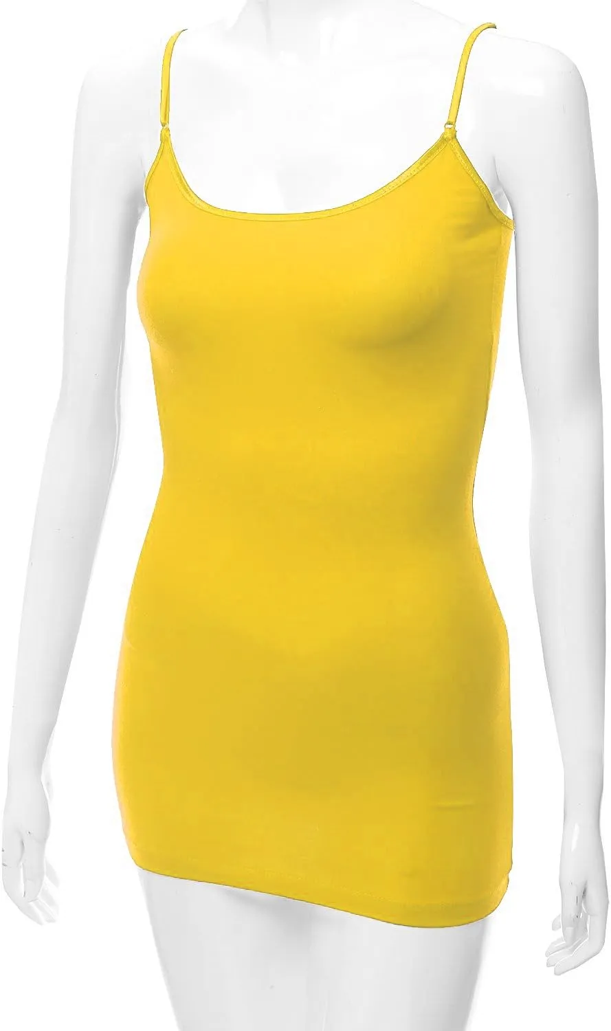 Bozzolo Women's Ladies Adjustable Spaghetti Strap Basic Long Cami Tunic Tank Top