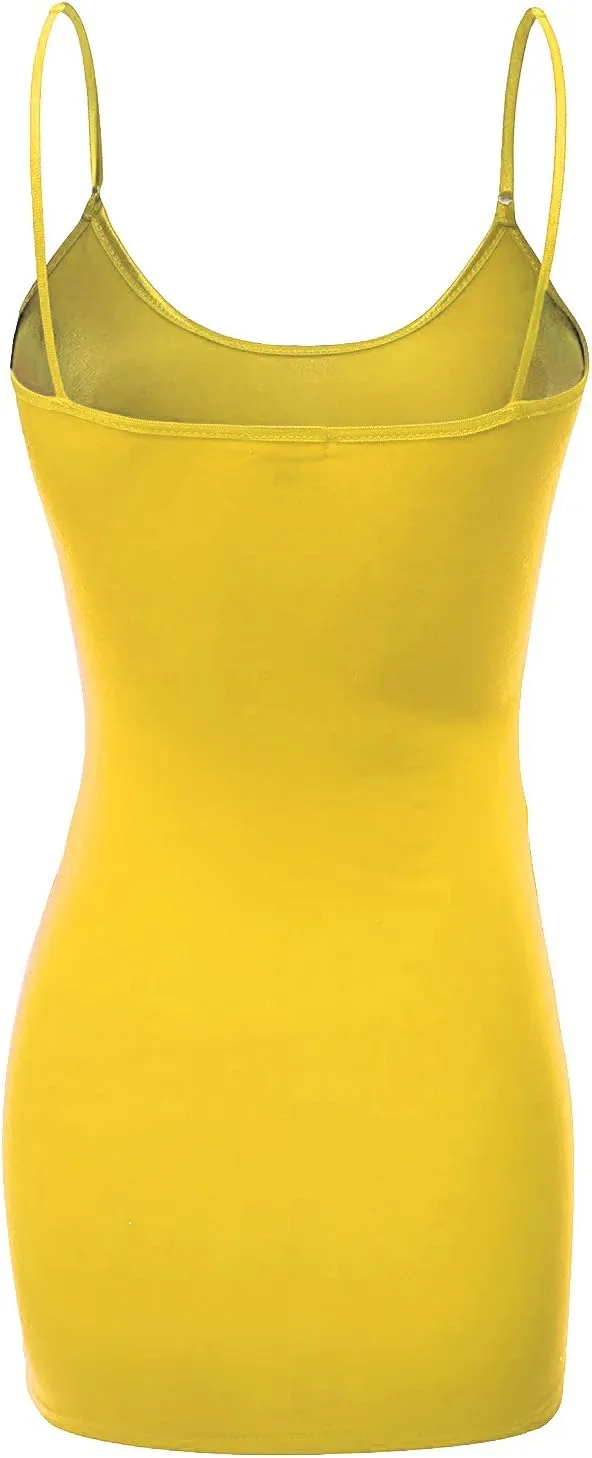 Bozzolo Women's Ladies Adjustable Spaghetti Strap Basic Long Cami Tunic Tank Top