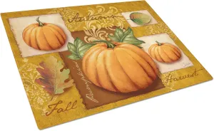 Caroline's Treasures PTW2006LCB Fall Harvest Pumpkins Glass Cutting Board Large Decorative Tempered Glass Kitchen Cutting and Serving Board Large Size Chopping Board