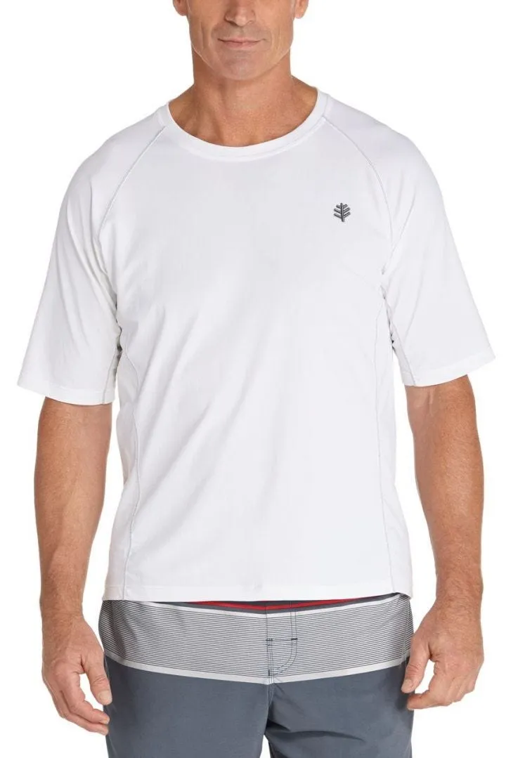 Coolibar Men's Hightide Short Sleeve Swim Shirt UPF 50  - White