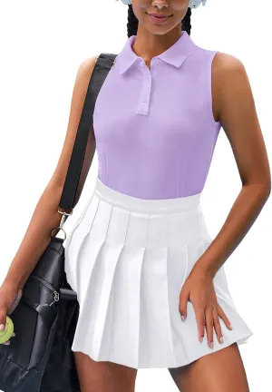 COOrun Women's Golf Polo Shirt Sleeveless Tennis Tops 50  UV Protection Shirts Quick Dry Collared Activewear