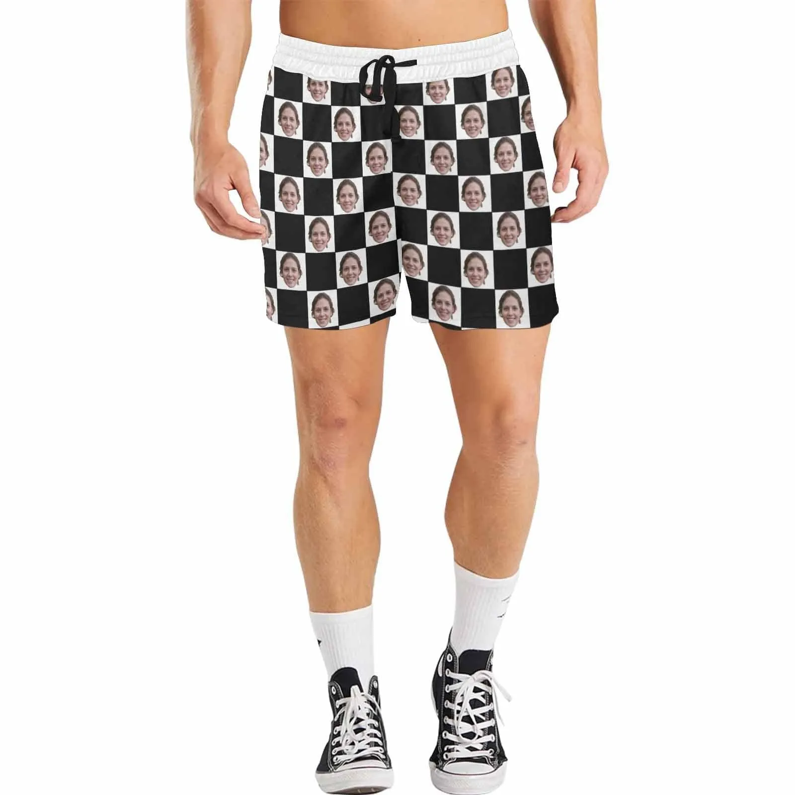 Design Your Own Swim Trunks with Custom Face Print Splice Men's Quick Dry Swim Shorts for Vacation