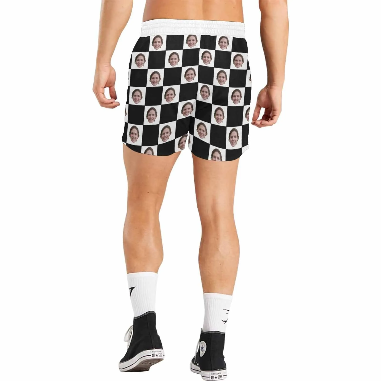 Design Your Own Swim Trunks with Custom Face Print Splice Men's Quick Dry Swim Shorts for Vacation