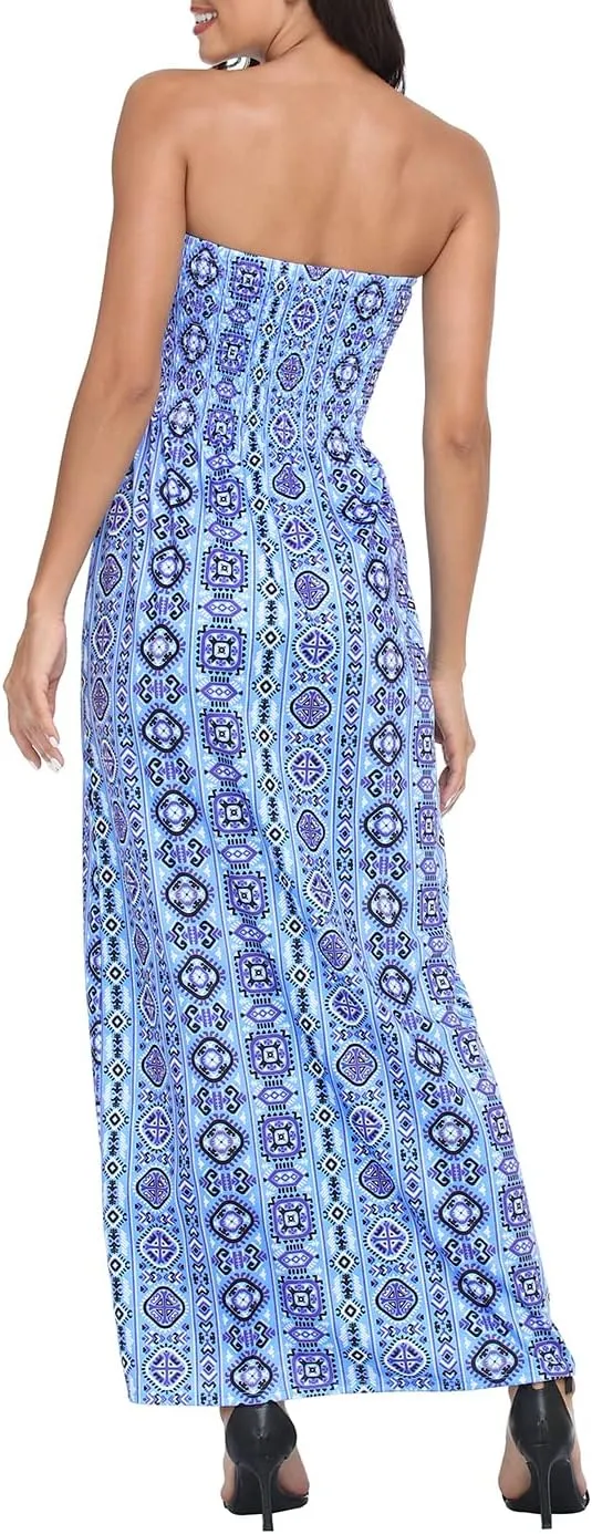 HDE Women's Strapless Maxi Dress Plus Size Tube Top Long Skirt Sundress Cover Up