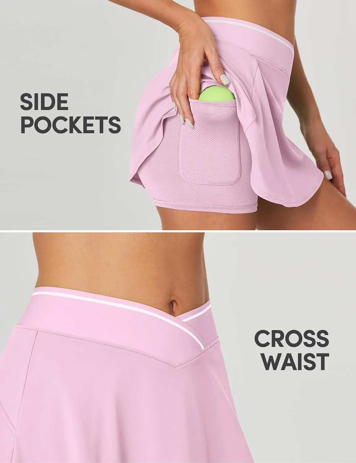 IUGA Athletic Skorts for Women Tennis Skirt with Pockets Cross Waist Athletic Skirt for Golf Pickleball