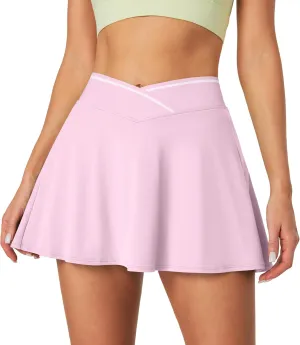 IUGA Athletic Skorts for Women Tennis Skirt with Pockets Cross Waist Athletic Skirt for Golf Pickleball