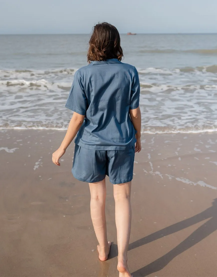Kashmiri Blue Co-ord Set Shorts & Top