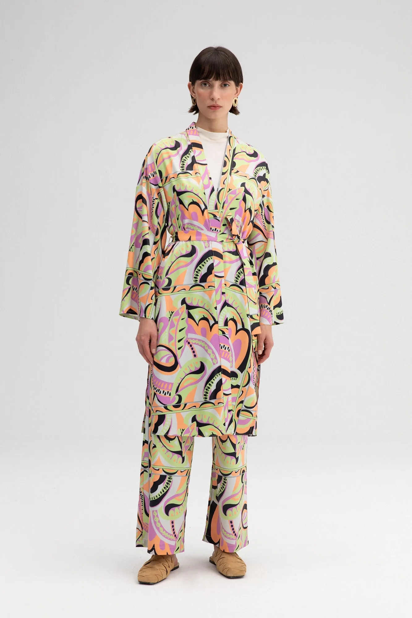 KIMONO TROUSERS SATIN SET