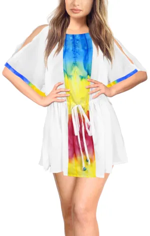 LA LEELA Bikini Swim Beach wear Swimsuit Cover ups Women Caftan Dress Solid OSFM 14-20W [L- 2X] Ghost White_A953