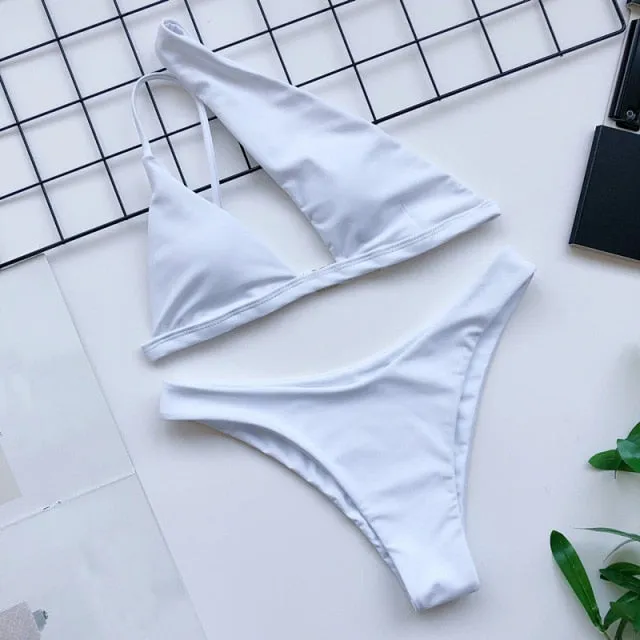 ladies swim wear bikini womens bikini set tankini two piece set bathing suit 2021 white sling top beachwear swimsuit thong women