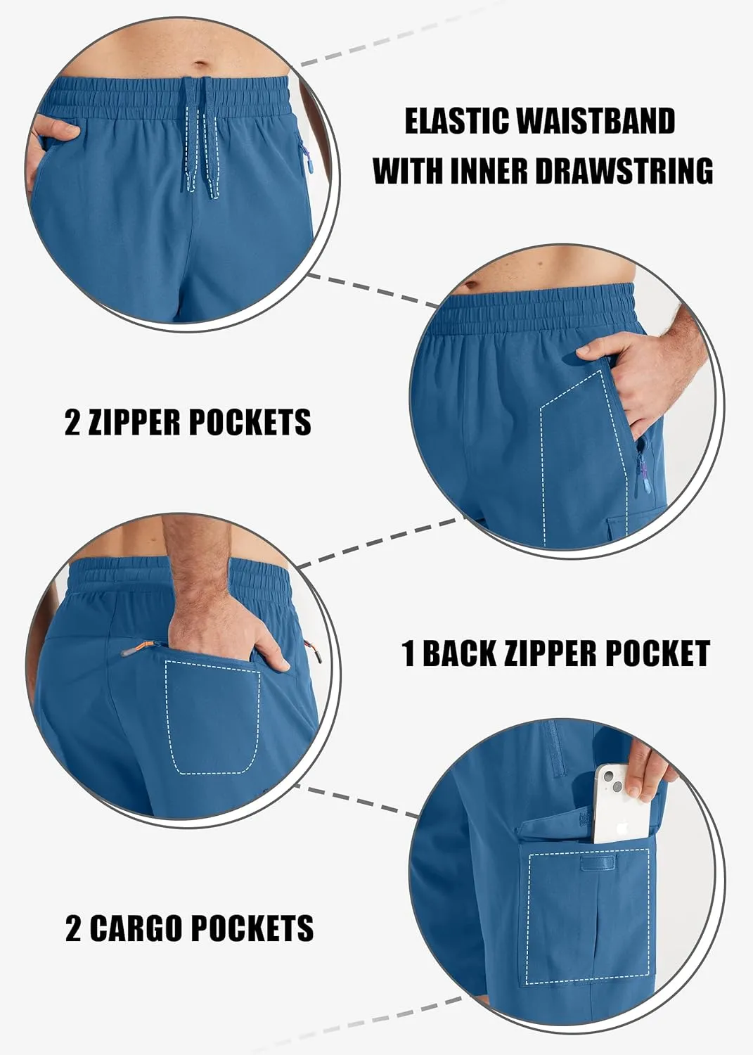 Libin Men's Hiking Cargo Shorts Lightweight Quick Dry Athletic Casual Shorts for Golf Outdoor Active Zipper Pockets
