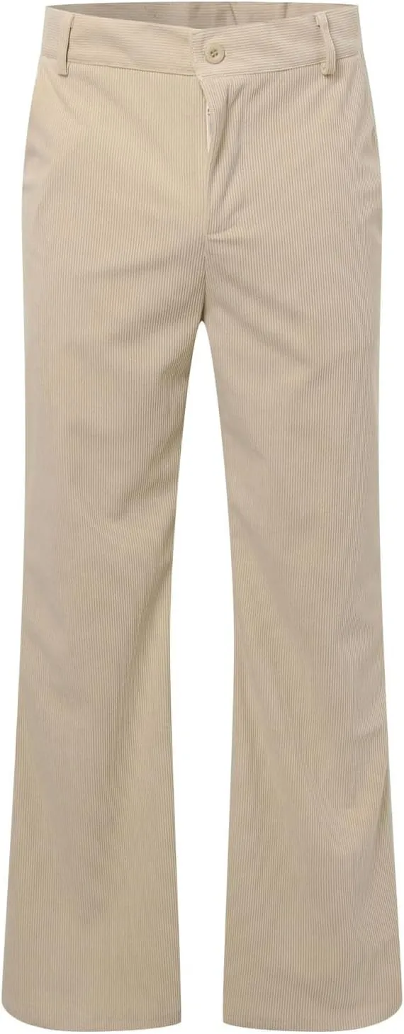 Men's Corduroy Flared Pants Breathable Lightweight Flat Front Bell-Bottoms Streetwear Casual Comfy Bootcut Trousers