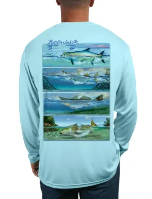 Men's Inshore Slam UV Fishing Shirt by Rattlin Jack | Long Sleeve | UPF 50 Sun Protection | Performance Polyester Rash Guard |