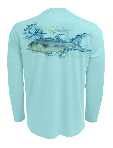 Men's Sun Protection UV Shirt with Bluefish by Rattlin Jack | Long Sleeves with Performance Fabric