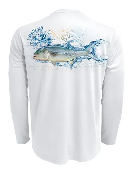 Men's Sun Protection UV Shirt with Bluefish by Rattlin Jack | Long Sleeves with Performance Fabric