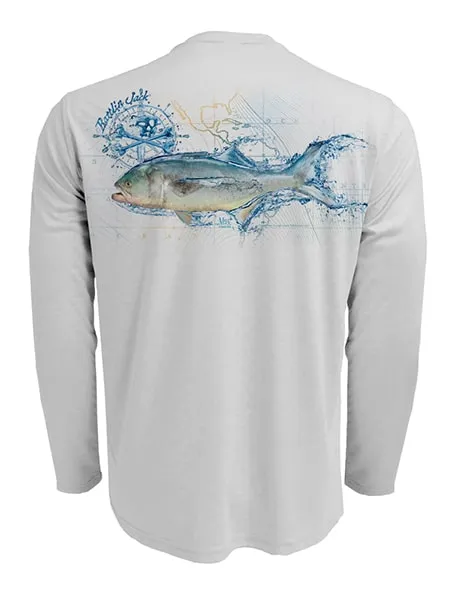 Men's Sun Protection UV Shirt with Bluefish by Rattlin Jack | Long Sleeves with Performance Fabric