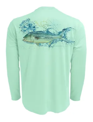 Men's Sun Protection UV Shirt with Bluefish by Rattlin Jack | Long Sleeves with Performance Fabric