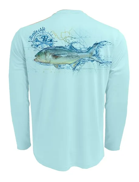 Men's Sun Protection UV Shirt with Bluefish by Rattlin Jack | Long Sleeves with Performance Fabric