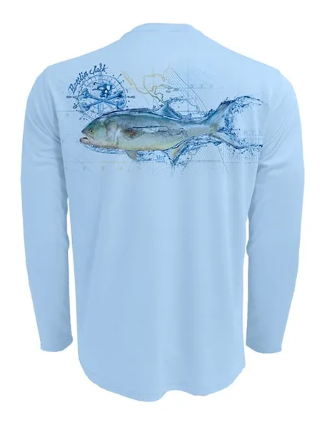 Men's Sun Protection UV Shirt with Bluefish by Rattlin Jack | Long Sleeves with Performance Fabric