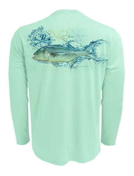 Men's Sun Protection UV Shirt with Bluefish by Rattlin Jack | Long Sleeves with Performance Fabric