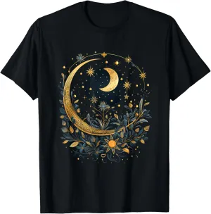 mystic sun and moon woman mystical flowers aesthetic T-Shirt