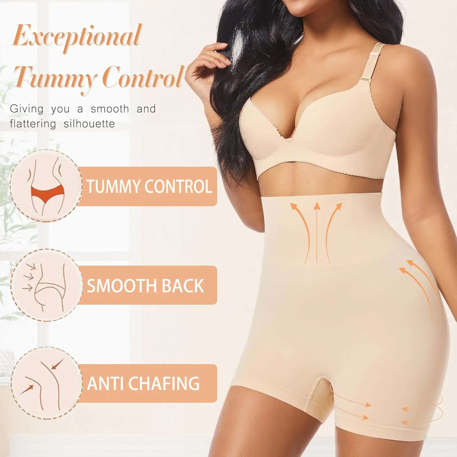 ONEW Tummy Control Shapewear Shorts High Waisted Seamless Shaping Boyshorts Women Slimming Slip Underwear For Under Dresses