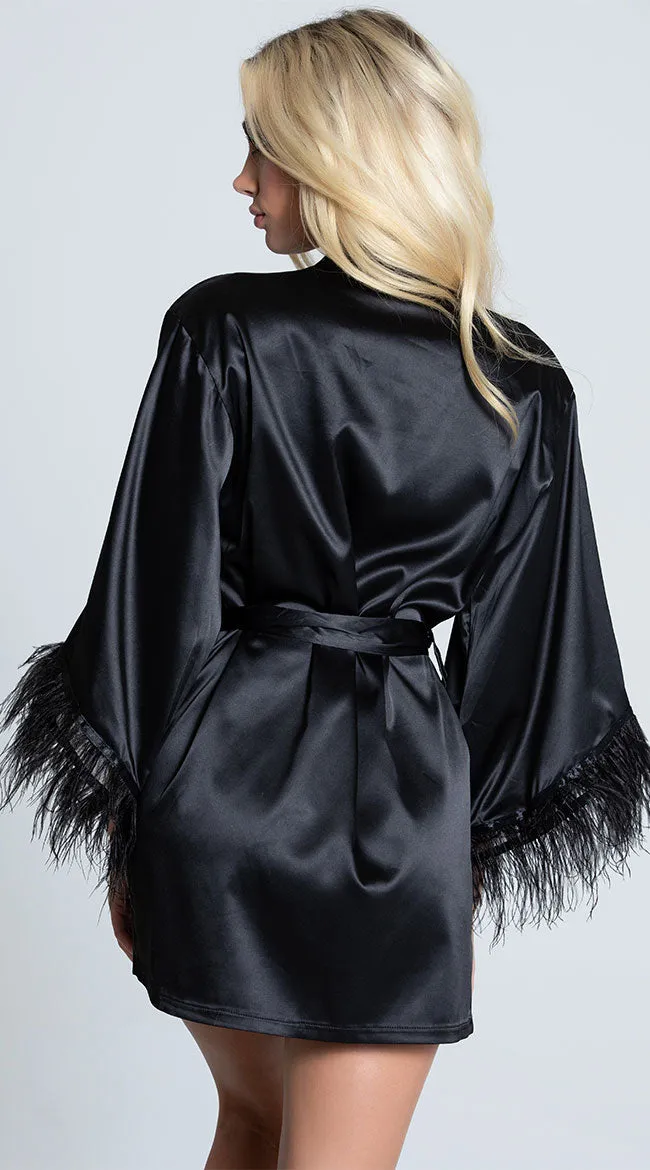 Ostrich Feather Satin Robe