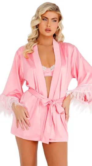 Ostrich Feather Satin Robe