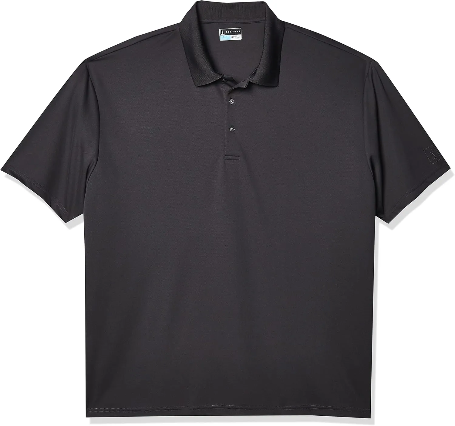 PGA TOUR Men's Airflux Solid Mesh Short Sleeve Golf Polo Shirt