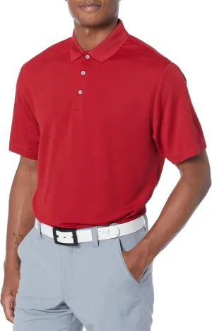 PGA TOUR Men's Airflux Solid Mesh Short Sleeve Golf Polo Shirt