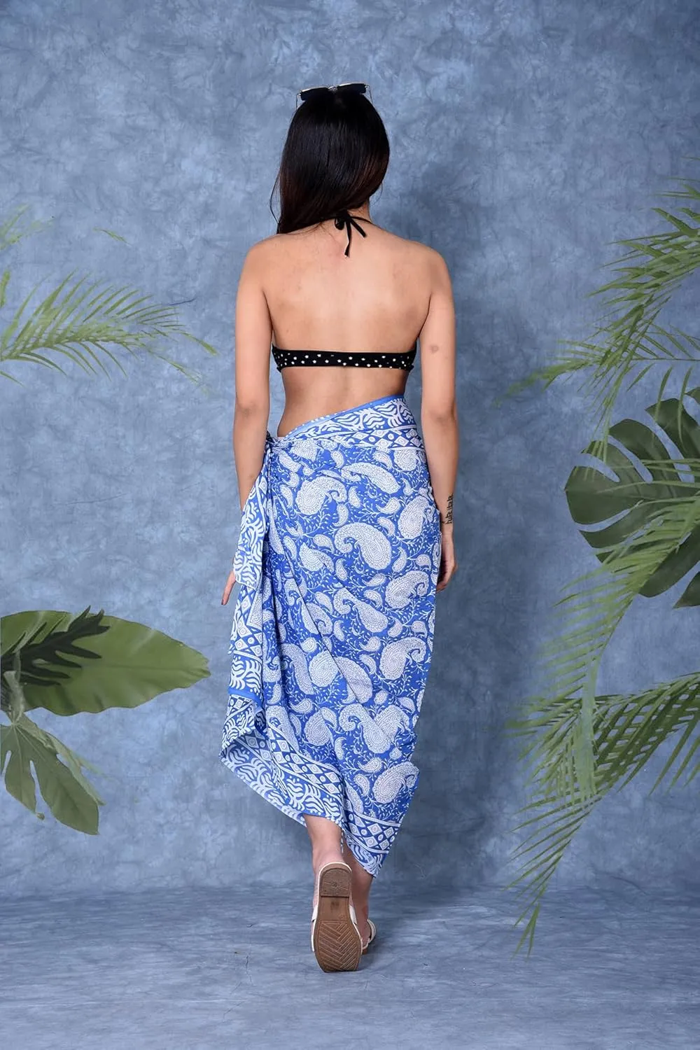 Rastogi Handicrafts 100% Cotton Block Print Pareo Sarong Swimsuit Wrap Skirt Cover Up Long Womens Apparel Fabric (73" x 44")