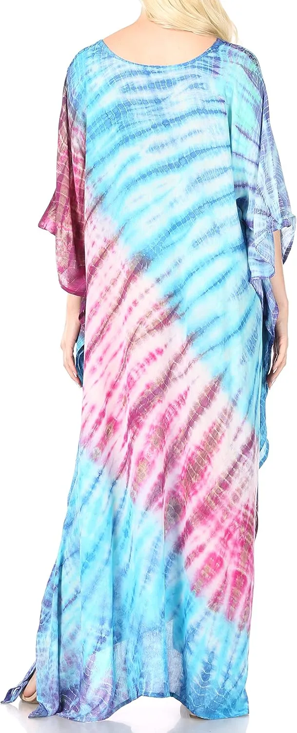 Sakkas Catia Women's Boho Casual Long Maxi Caftan Dress Kaftan Cover-up LougeWear