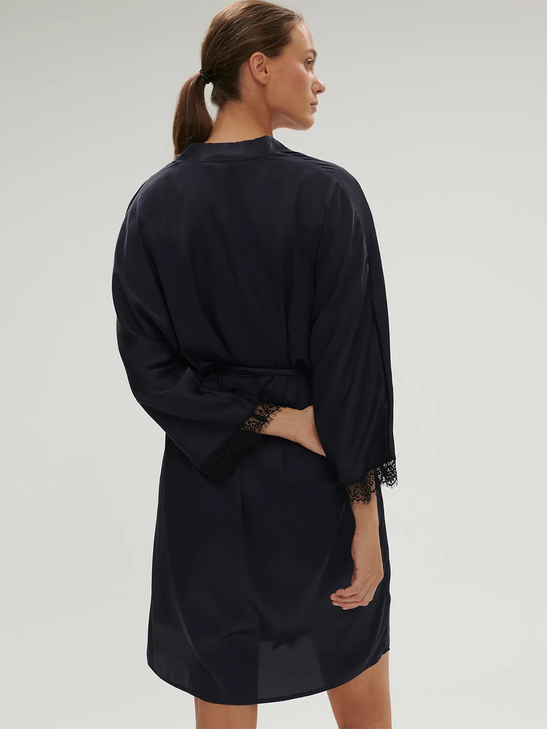 Satin Secrets Long Kimono - Full Moon