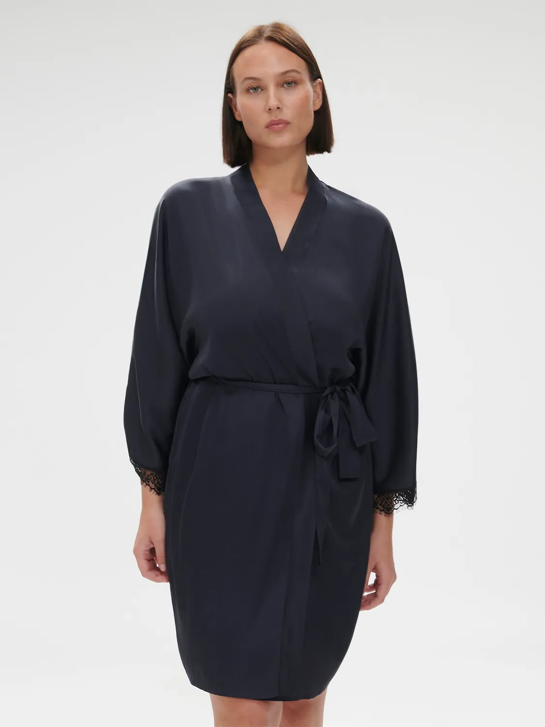 Satin Secrets Long Kimono - Full Moon