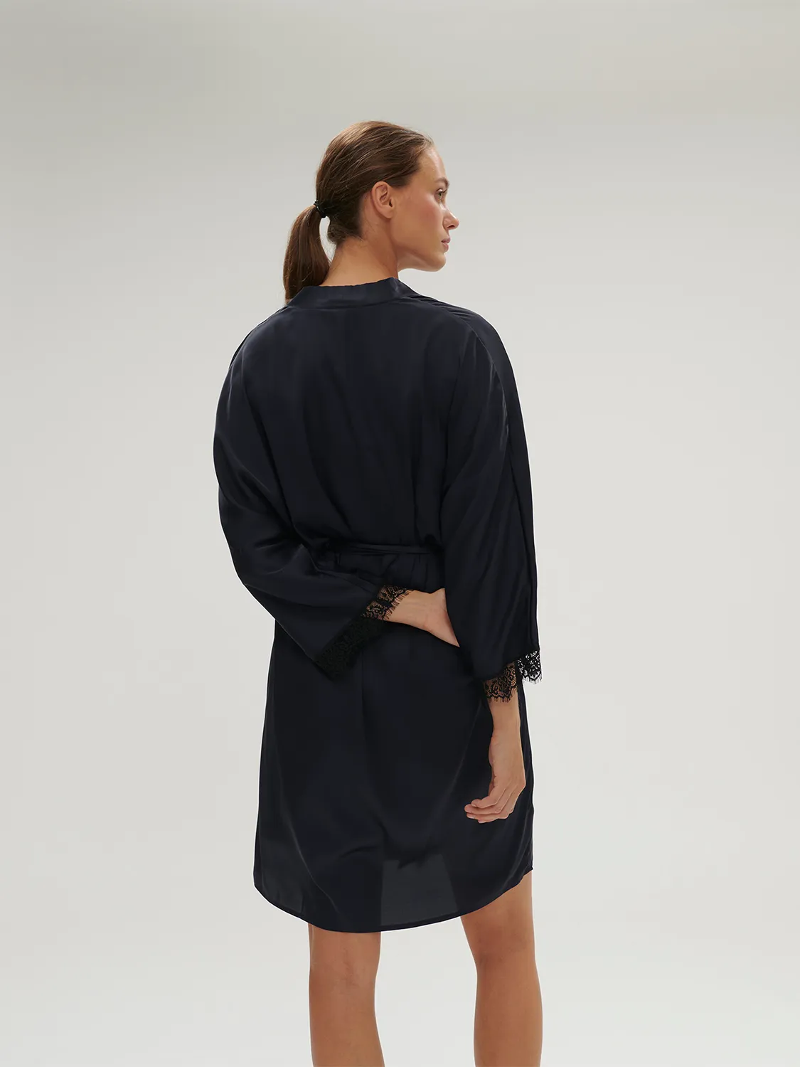 Satin Secrets Long Kimono - Full Moon