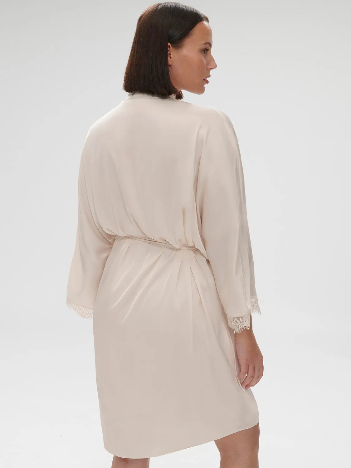 Satin Secrets Long Kimono - Sakura Pink