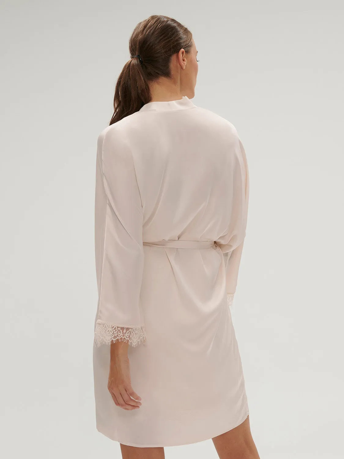 Satin Secrets Long Kimono - Sakura Pink