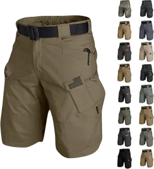 Tactical Cargo Shorts for Men Stretch Waist Waterproof Relaxed Fit Work Shorts Lightweight Hiking Short with Pockets