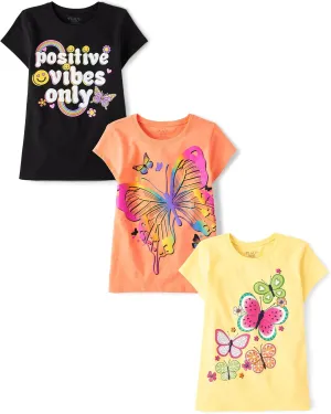 The Children's Place Girls' Butterfly Short Sleeve Graphic T-Shirts, Multipack