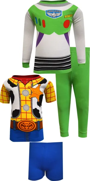 Toy Story Buzz Lightyear and Woody Cotton 4 Piece Pajamas