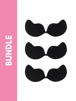 Ultimate Silicone Reusable Adhesive Winged Enhancer Bundle Pack in Black (3 Pack)