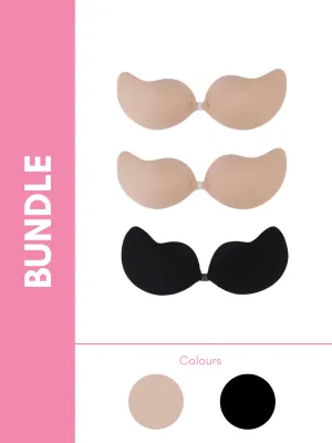 Ultimate Silicone Reusable Adhesive Winged Enhancer Bundle Pack in Skin & Black (3 Pack)