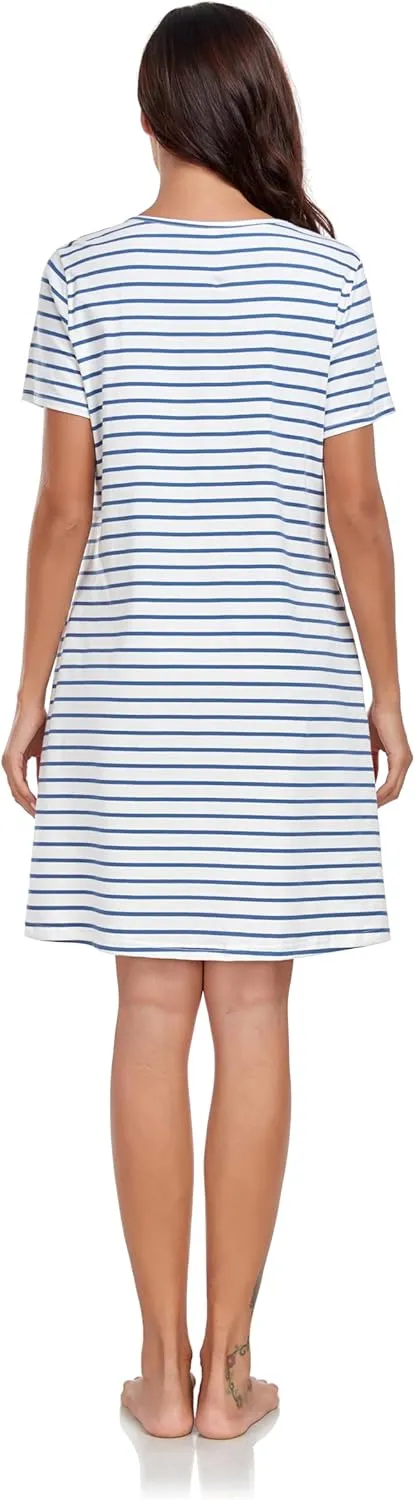 VintageClothing Womens Casual Summer T Shirt Dress Swing Loose Fit Short Sleeve Tunic Dress with Pockets for Women