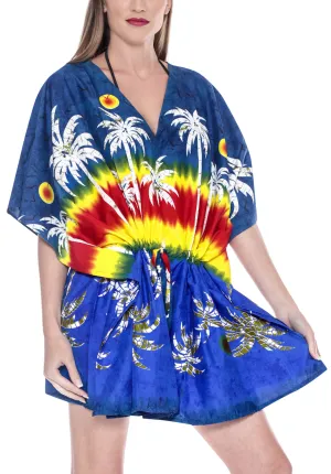 Women's Beachwear Swimwear Swimsuit Bikini Palm Tree Cover up Autumn Winter Blouse TOP Navy Blue
