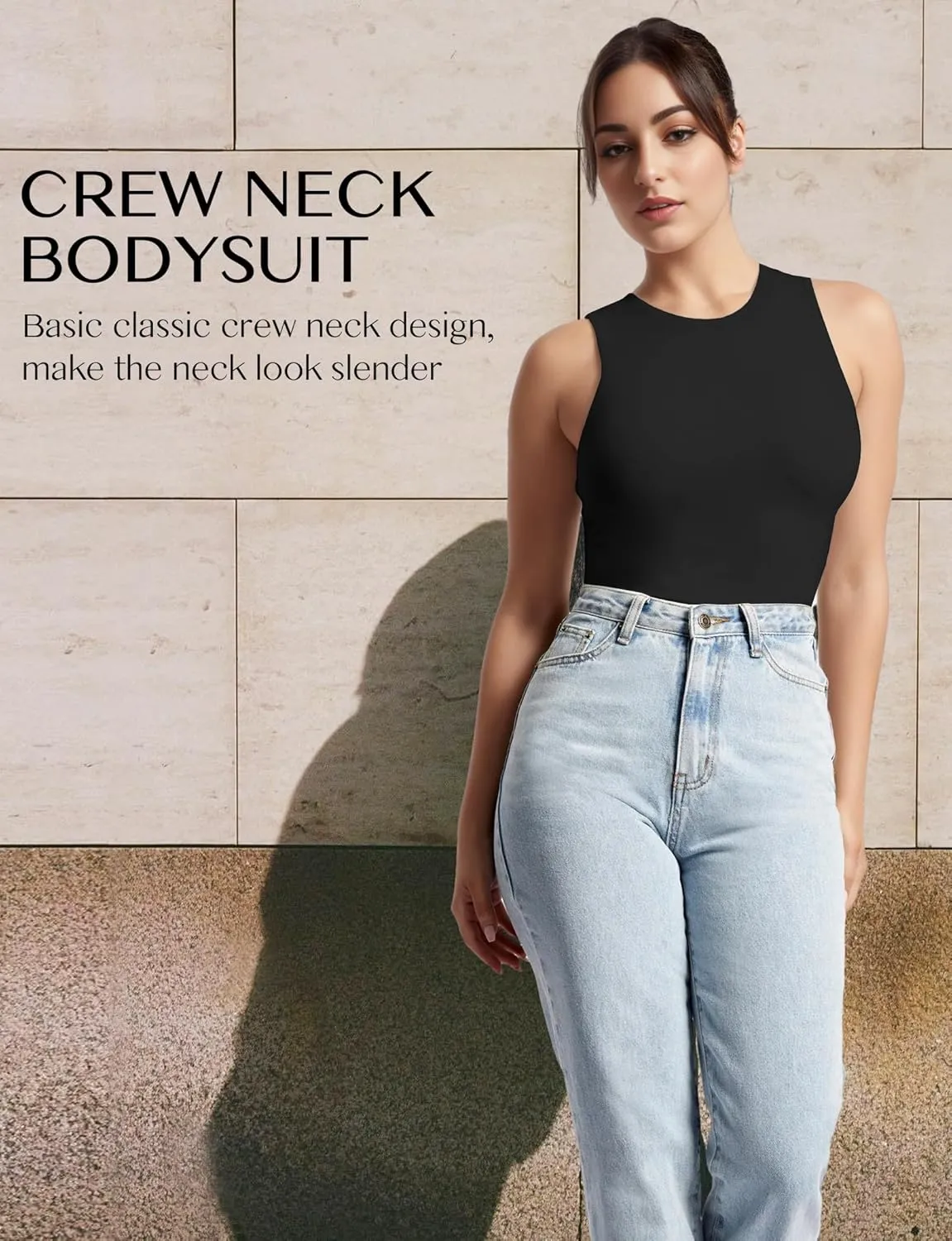Women's Crew Neck Sleeveless Bodysuits Racerback Halter Tank Top Body Suits for Womens Sexy Going Out Leotards